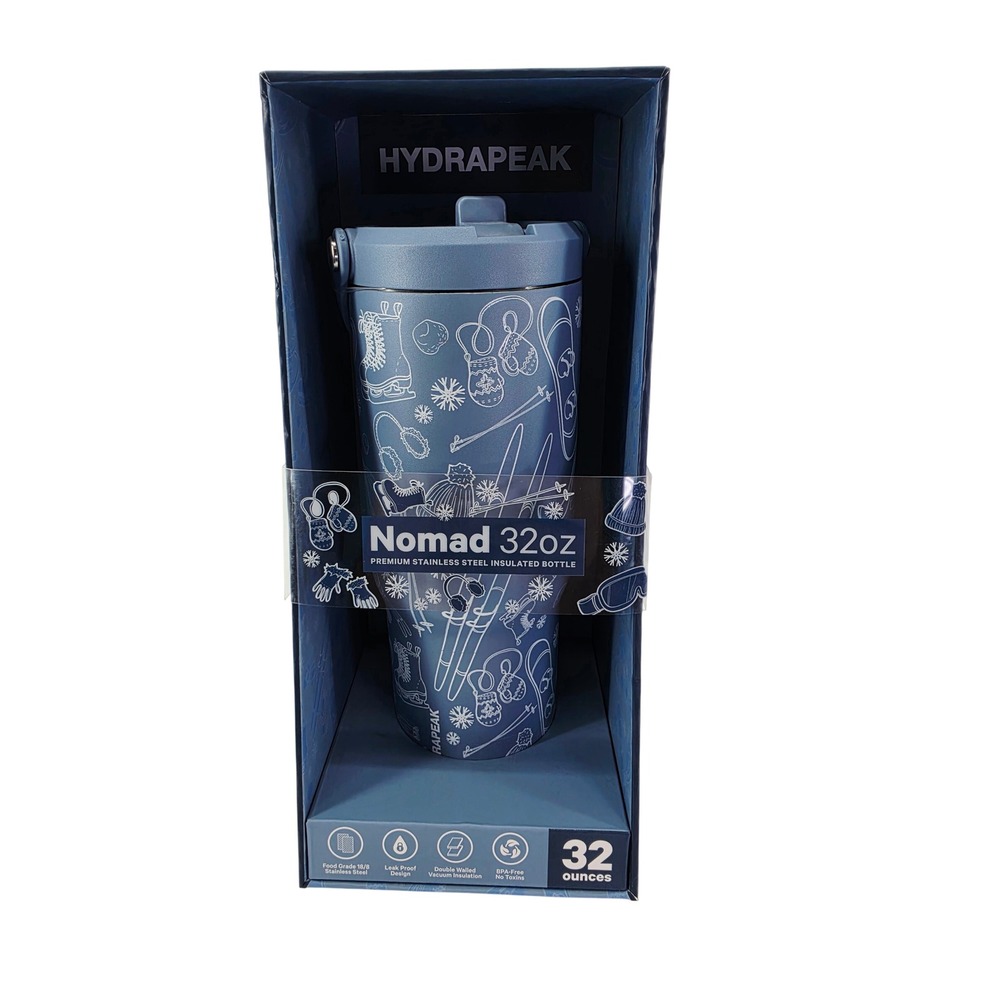 Hydrapeak Nomad 32oz Insulatedâ Stainless Steel Water Bottle Winter Sports Blue